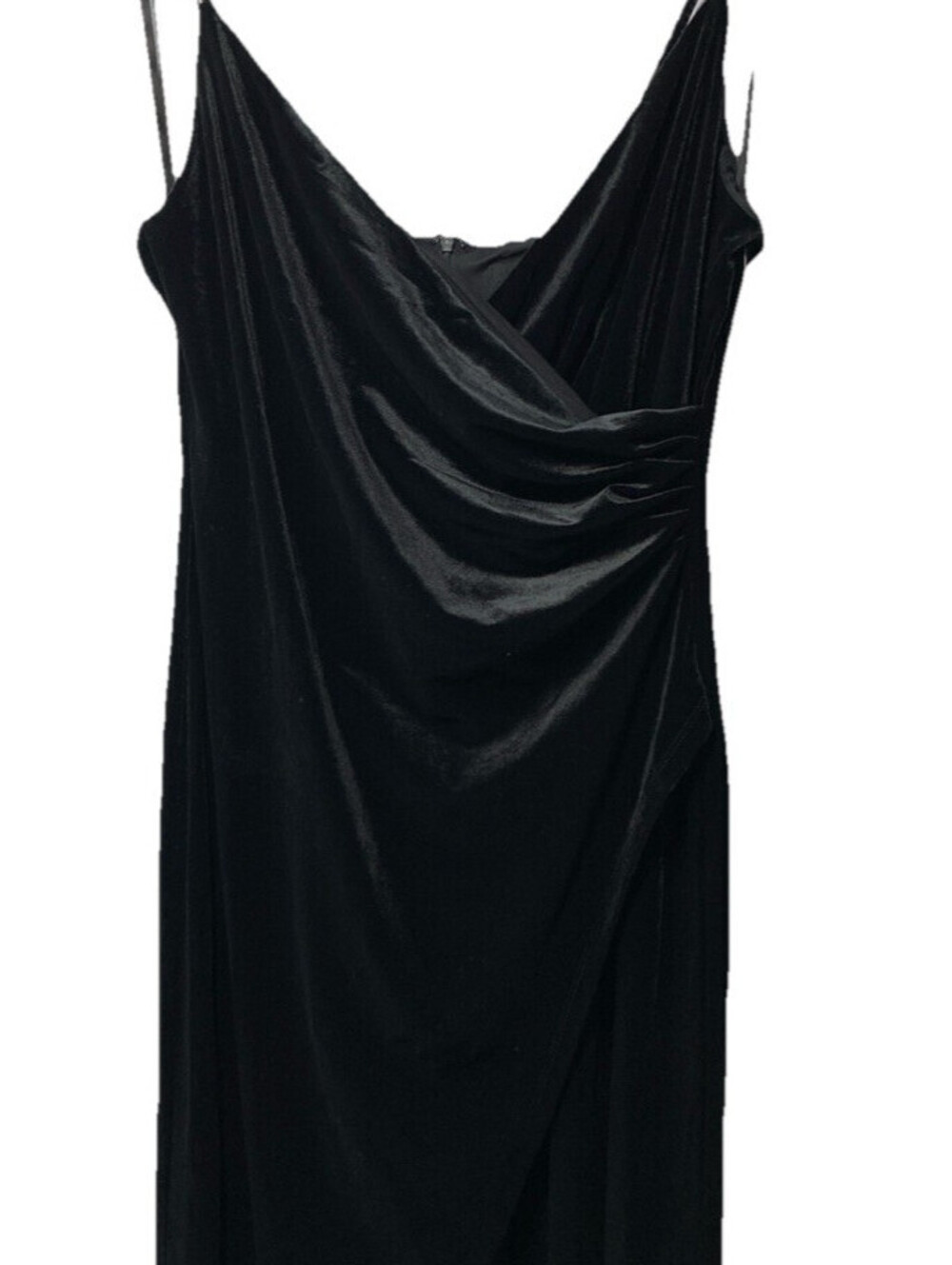 Donna Morgan D9183M Surplice Wrap Look Midi Dress Party Sleeveless Size 12 Black